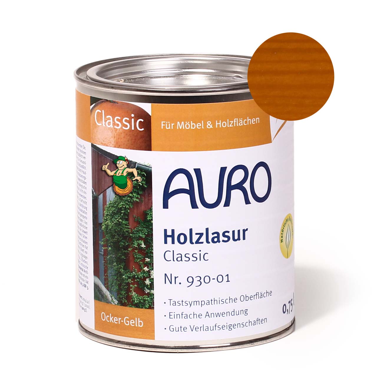 Holzlasur Classic Nr. Ocker-Gelb 930 0,75l | AURO Shop